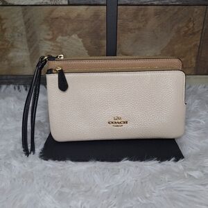 Coach Cream and Black Wristlet